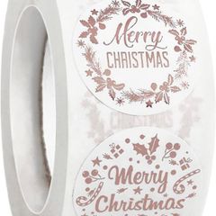 Christmas Stickers Clear, 500 PCS Happy Christmas Round Self Adhesive Stickers Presents Cards Tag Seals Label Scrapbooking Gift Craft Box Sticker Kids Decals 1inch/2.5cm (FREE POSTAGE)