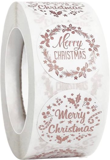 Christmas Stickers Clear, 500 PCS Happy Christmas Round Self Adhesive Stickers Presents Cards Tag Seals Label Scrapbooking Gift Craft Box Sticker Kids Decals 1inch/2.5cm (FREE POSTAGE)