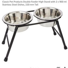Double Dish High Feeder Bowls for Dogs