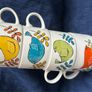 Vintage stacking cups  with bird motif x4 Image 5