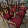 Vintage Mahogany dining chairs set of 6, red upholstery Image 3