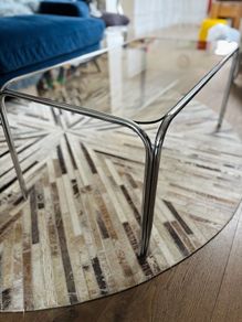 Vintage 1970s Space Age / Bauhaus Style Chrome & Smoked Glass Coffee Table
