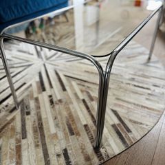 Vintage 1970s Space Age / Bauhaus Style Chrome & Smoked Glass Coffee Table