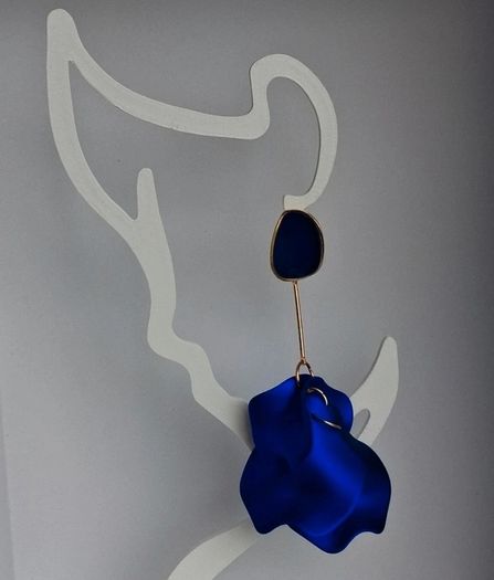 Royal Blue & Gold Strand Petal Tassel Earrings