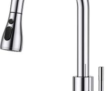 Kitchen Tap, Kitchen Mixer Taps with Pull Out Sprayer, Swivel Single Handle High Arc Pull Down Stainless Steel Sink Faucet, Polished Chrome