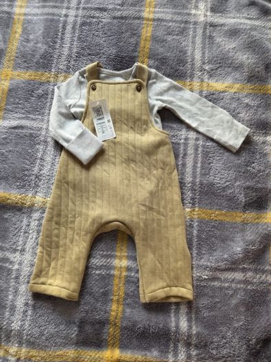 3-6m, With Tags Girls M&S Dungarees with Wings and Bodysuit included