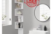 NEW SALE | Corner Shelf, 5-tier Floating Wall Shelf With Zigzag Design, Bookshelf, White