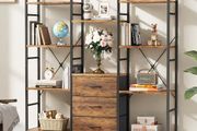 Bookcase with 4 Fabric Drawers Standing Shelf Shelf, Kitchen Shelf for Living Room 100 W x 142 cm