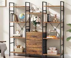 Bookcase with 4 Fabric Drawers Standing Shelf Shelf, Kitchen Shelf for Living Room 100 W x 142 cm