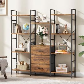 Bookcase with 4 Fabric Drawers Standing Shelf Shelf, Kitchen Shelf for Living Room 100 W x 142 cm