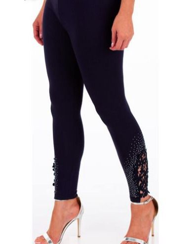 Fab Midnight Blue Leggings with Lace & Crystals size 16