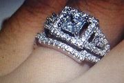 Sterling Silver Engagement and Wedding Ring Set