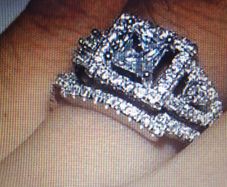 Sterling Silver Engagement and Wedding Ring Set