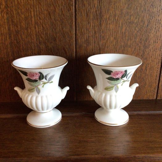 Pair of Minature urn shaped wedgewood hathway rose vases