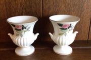Pair of Minature urn shaped wedgewood hathway rose vases