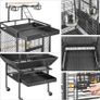 Large Aviary Cage for Parrots Inseparable Large with Pedestal Metal Wheels for Indoor Outdoor 65.5 x 65.5 x 156 cm Black Image 5