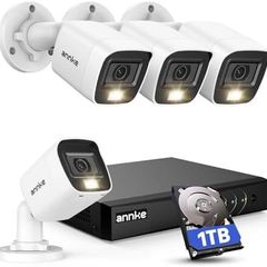 8CH 3K Lite Security CCTV Camera System, AI Human & Vehicle Detection, 5MP Lite DVR with 1TB Hard Drive and 4 x 1920TVL 2MP Home Security Cams, Dual-light with Color Night Vision, IP67