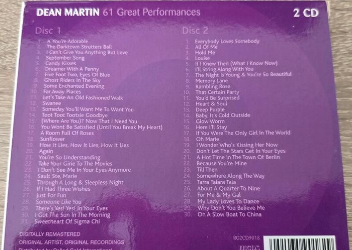 Dean Martin - 61 Great Performances. 2 CD Boxset. Mint condition
