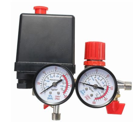 BRAND NEW Arrival Air Compressor Pressure Valve Switch Manifold Relief Regulator Gauges 180PSI 240V 45x75x80mm