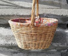 Willow Wicker Shopping Basket Oval Shopper Cotton lining