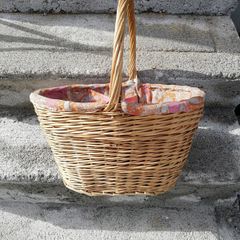 Willow Wicker Shopping Basket Oval Shopper Cotton lining