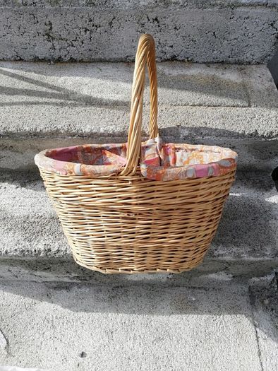 Willow Wicker Shopping Basket Oval Shopper Cotton lining