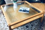 Glass Coffee Table with Storage Shelf