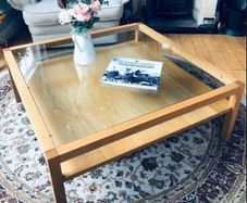 Glass Coffee Table with Storage Shelf