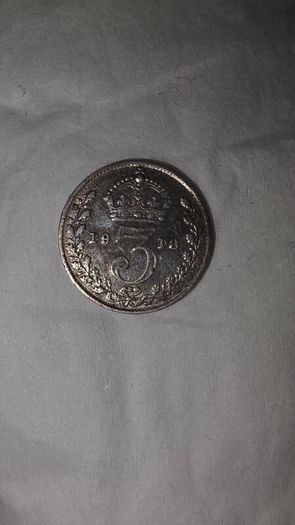 1918 Three pence 92.5% silver