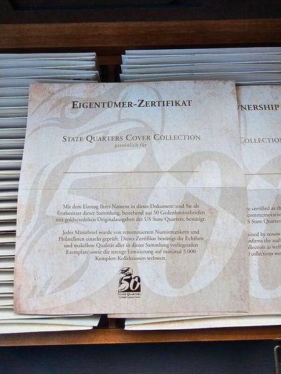 USA United States 50 States Quarters Cover Collection in Original Holder with COA