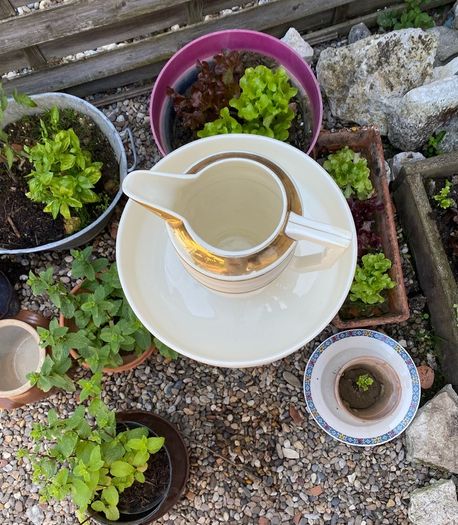 ceramic vintage wash bowls & matching pitchers