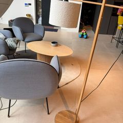 Genuine BoConcept "Woody" Floor Lamp Solid Oak and Boucle Shade