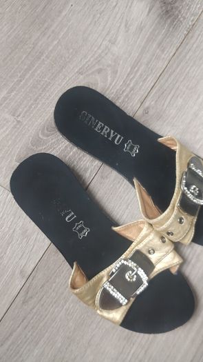 Genuine leather sandals with rhinestones size 35