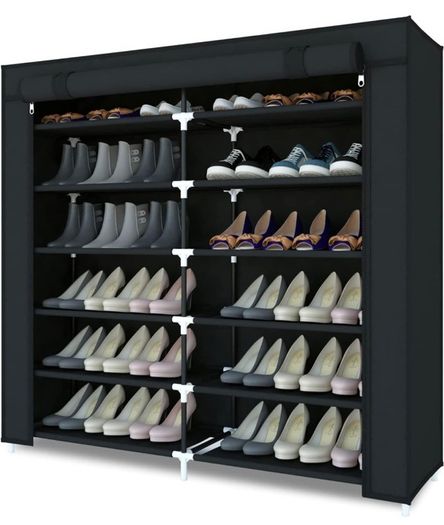 Shoe Rack 7 Tier Canvas,Shoe Cabinet,Shoe Rack Standing for Living Room,Hallway,Shoes Storage Organizer for 36 Pair of Shoes with Dustproof Cover,110cm 115cm 30cm (FREE POSTAGE)