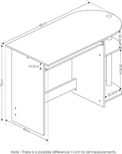 Simplistic Easy Assembly Computer Desk, Study Desk, Writing Desk, Espresso, 80 (W) x 73 (H) x 40 (D) cm