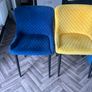 4 velvet dining chairs - 2 blue and 2 yellow Image 2