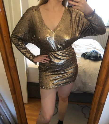 All items reduced! Boohoo gold sequin mini