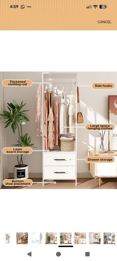 small wardrobe/hanging rail