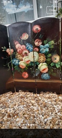 Antique painted panel screen