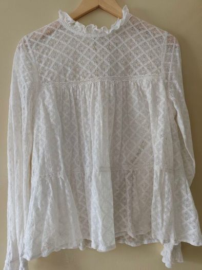 Sezane Gabbie lace blouse in ivory