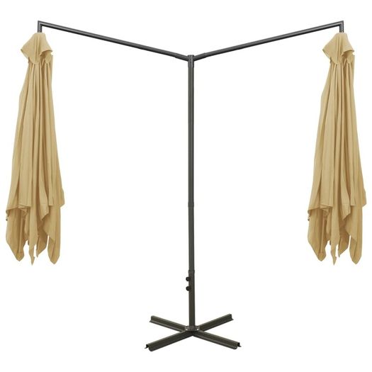 Double Parasol with Steel Pole Taupe 600x300 cm