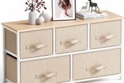 Chest of Drawers, Fabric Storage Drawers easy to Install, Dresser with Wood Top and Large Storage Space (MULTIPLE COLOURS)