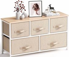 Chest of Drawers, Fabric Storage Drawers easy to Install, Dresser with Wood Top and Large Storage Space (MULTIPLE COLOURS)