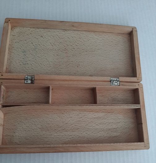 Vintage wooden school pencil case
