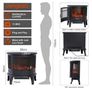Electric Fire Stove Heater with Realistic LED Log Fire Flame Effect, Adjustable Thermostat, Flame Dimmer, Overheat Protection, 1800W Image 5
