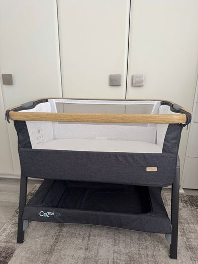 Brand New Bedside Crib Charcoal.