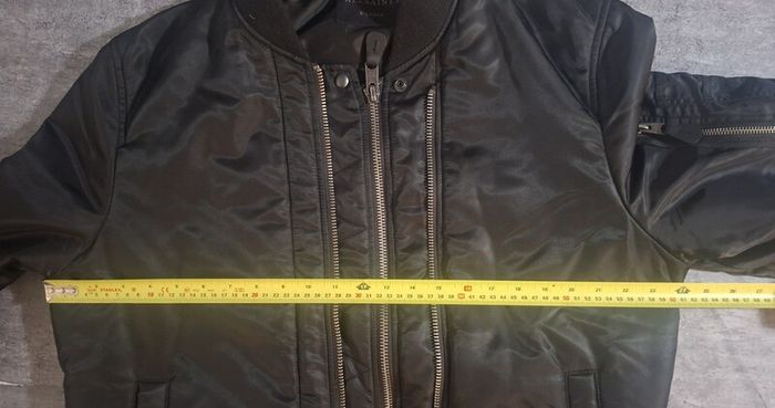 AllSaints Bellevue Bomber Jacket Mens Size XL Black Nylon Flight MA-1 Zip Jacket