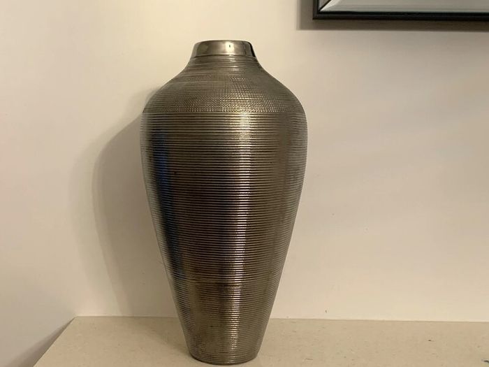 Metallic Ribbed Vase