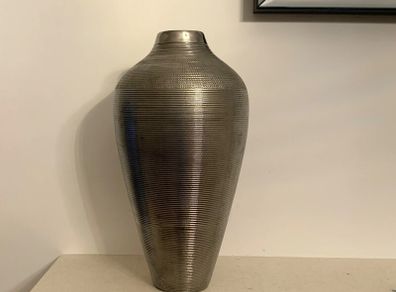 Metallic Ribbed Vase