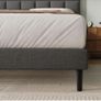 Double Bed Frame, Easy Assembly, Sturdy Wooden Slat Support, Upholstered Platform with Headboard, No Box Spring Needed, Gray Double Bed 135x190 Image 2